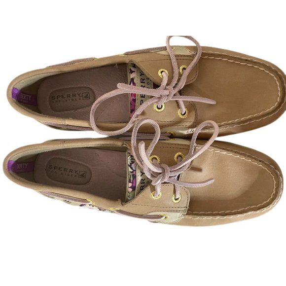 Sperry Loafers Women’s Size 8 M Liberty Art Tan Boat Shoes Bluefish Floral - Picture 7 of 10